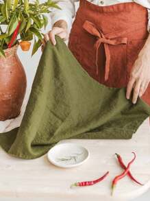 1 Tovagliolo Da Tavola In Stile Semplice Moderno Verde Oliva E Misto Lino