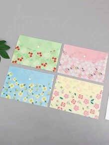 4pcs Random Cute Student Cartoon Waterproof Storage Bags For Office Supplies And Documents - Multicolor - View 1