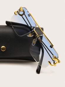 1 副男女通用时尚方形无框猎豹装饰时尚眼镜沙滩配饰眼镜遮阳镜适合夏季海滩度假、户外、旅行