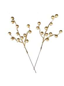 1pc/4pcs Cành cây nhân tạo lấp lánh với quả mọng và hoa dễ thương Trang trí cây thông Noel Quà tặng tiệc cưới/vòng hoa tự làm/vòng hoa/phụ kiện, Ngày lễ tình nhân, Quà tặng - Vàng - Xem 5