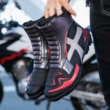 Men's Sports Racing Boots Motorcycle Boots Professional Competition Riding Boots Anti-Slip Abrasion Resistant Shoes With Buckles - Black - View 5