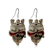 1對萬聖節誇張的復古風格有趣的骷髏、、海盜骨頭形耳環,適用於西式服裝