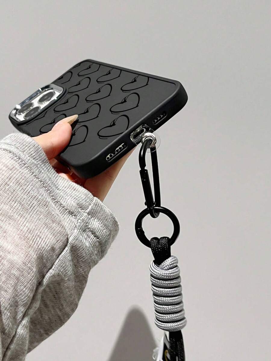 Y2K 1pc Dense Heart Pattern Electroplated Metal Frame Frosted Phone