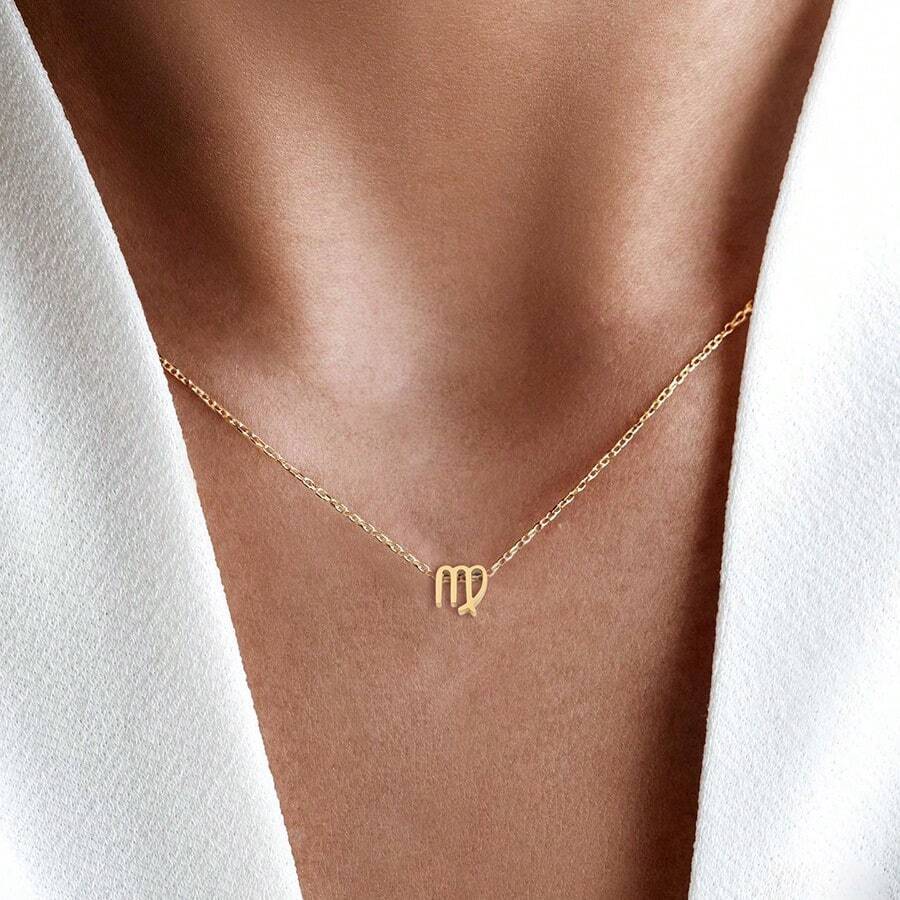 1 chiếc vòng cổ hình cung hoàng đạo bằng thép không gỉ thời trang mới dành cho phụ nữ nhân dịp sinh nhật - Vàng - Xem 1