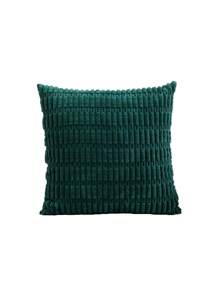 1pc Simple Solid Color Decorative Cushion Cover - Dark Green - View 5