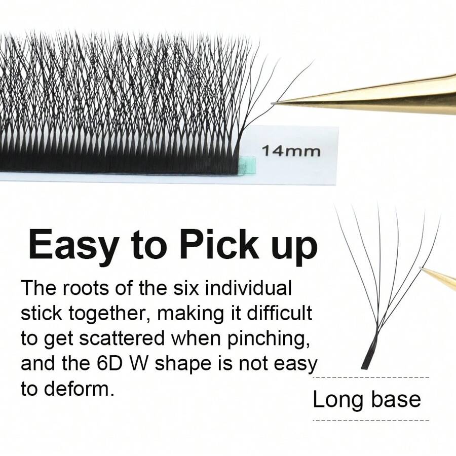 1pc NAGARAKU 6D W Shape Automatic Flowering Bloom Premade Fans 8-15mm Eyelash Extensions Natural Soft Light Full Dense Lash Clusters, Eyelash Clusters, Individual Eyelashes, Lashes, Fake Lashes