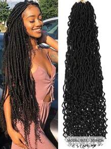 New Faux Locs Crochet Hair, Long Soft Locs Crochet Braids Hair With Curly Ends, Natural Black Synthetic Bohemian Locs Braiding Hair Extensions For Christmas Gifts (12 Strands/Pack 1B#) - Black - View 8