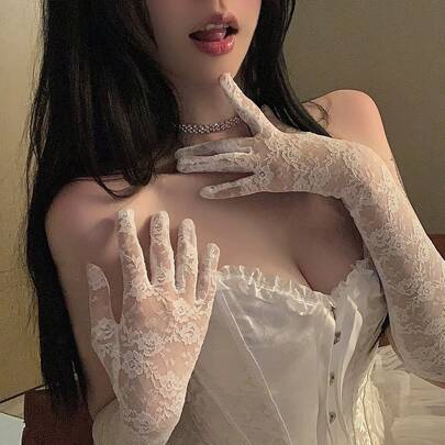 新娘手套蕾丝性感长款薄款白色袖子拍照道具情人节秋季配饰