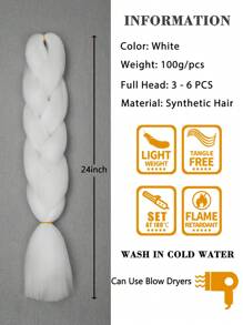 Bộ 3 tóc giả bện lớn màu đen, dài 24 inch, phù hợp cho nữ giới sử dụng hàng ngày, lễ hội, cosplay, tạo kiểu tóc bện thời trang, Halloween, Giáng sinh, Năm mới, lễ hội hóa trang, lễ hội âm nhạc và các dịp khác. Tóc giả móc sợi tổng hợp, tiện dụng và linh hoạt, chịu nhiệt. - trắng - Xem 3