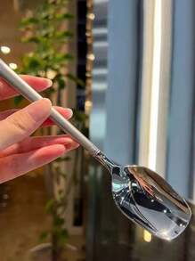 1pc Stainless Steel Lantern Shaped Long Handled Dessert Stirring Spoon For Home Use - Gold - View 3