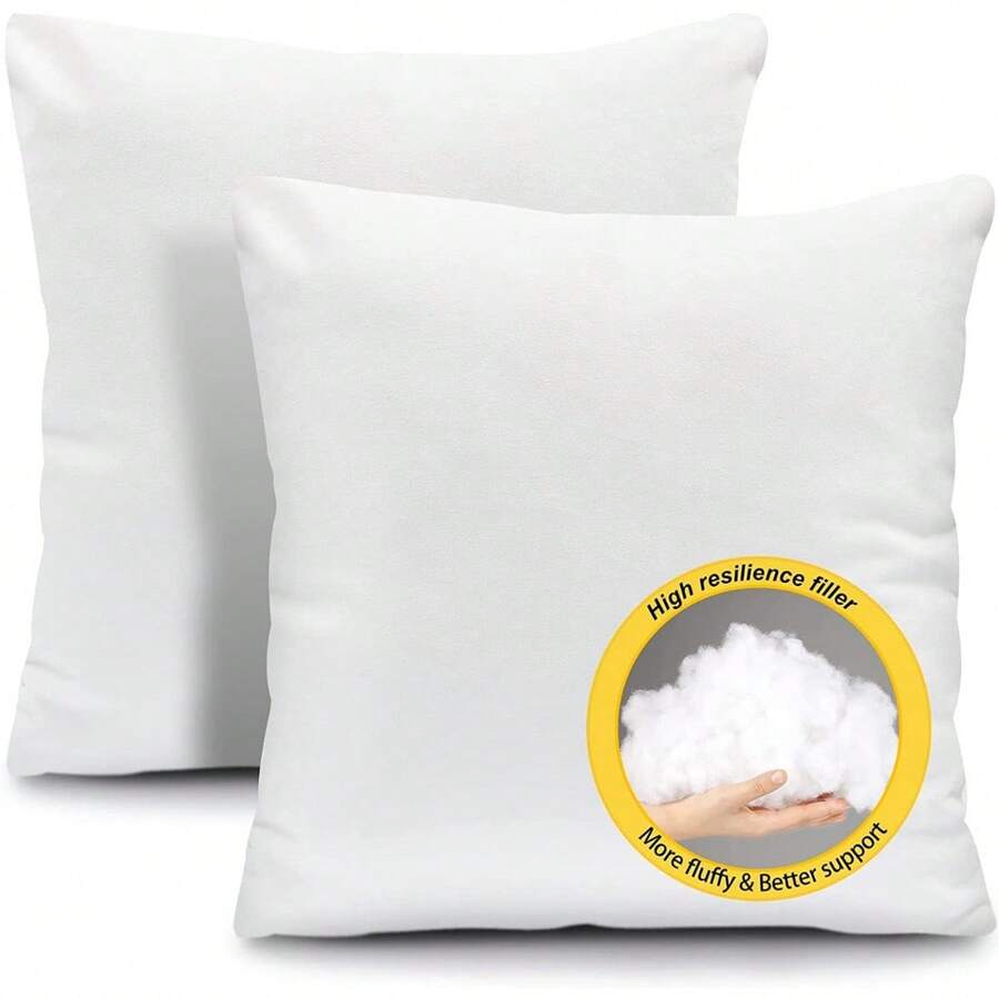 26x26 Inches Throw Pillow Inserts Set of 2, White Polyester Indoor Decorative Euro Pillow Inserts, Square Form Pillow Stuffer for Bed Couch Car - 均碼 - 查看 1