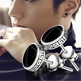 1pair Fashionable Vintage Barbell Shape Stud Earrings For Men & Women, Minimalist Drop Oil Personalized Ear Jewelry As Gift
