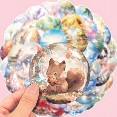 50pcs Graffiti Stickers Of World Inside Glass Ball Decoration For Phone, Laptop, Luggage, Notebook
