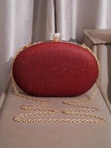 迷你水鑽裝飾手拿包、派對手提包、時尚肩背包和斜背包、酒紅色包、聖誕包、聖誕節和新年理想禮物 - 酒紅色 - 查看 7