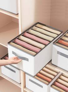 QYeah 1 件装衣物收纳盒，带分隔格，适用于牛仔裤、T 恤等。家用衣柜整理器分隔装饰秋季装饰节日装饰房间装饰家居装饰秋季装饰卧室装饰 - 白色 - 查看 1