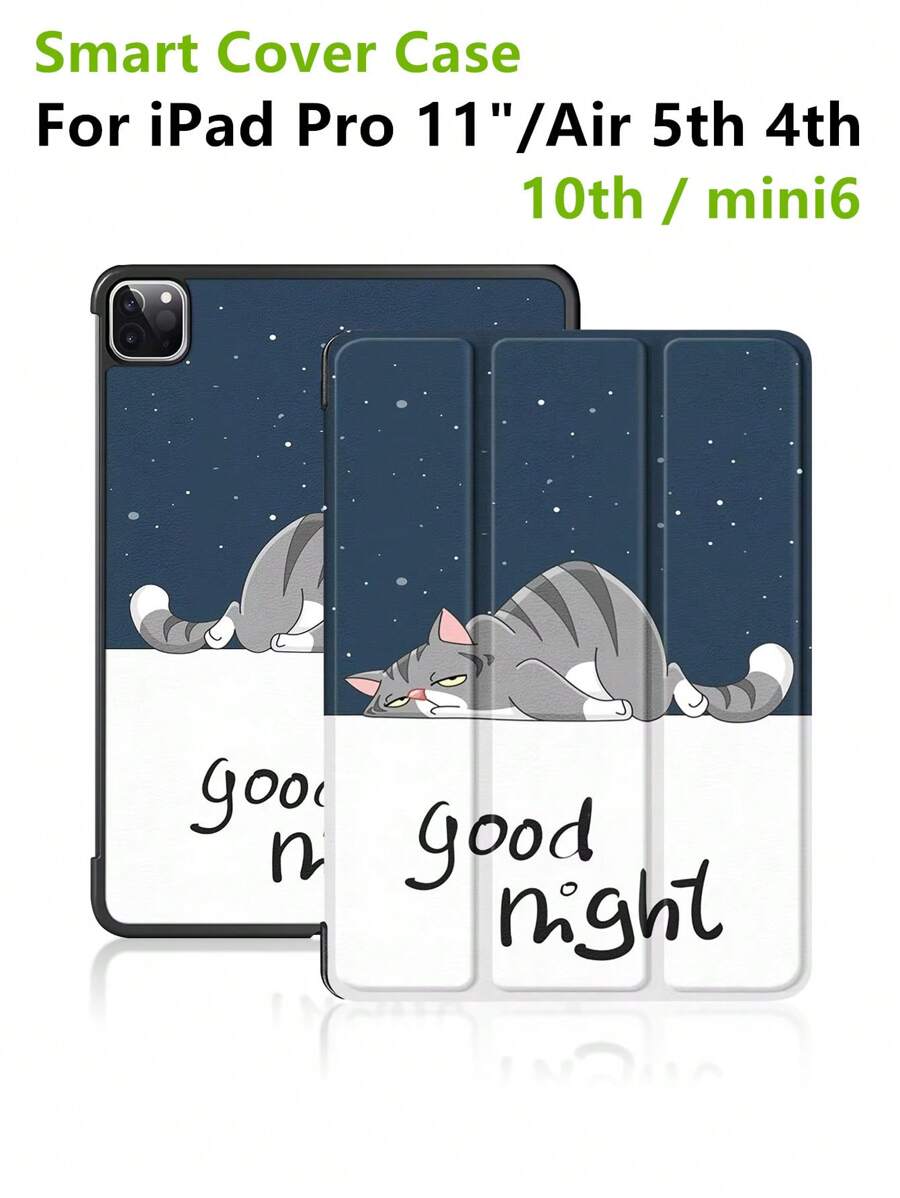 Protective Case/ Cover Compatible With Apple Ipad Pro 11 Inch/ Air 5th 4th 10th/ Mini6/ Ipad 10.2/pro 10.5 Inch Tablet, Leather Sleeve - Painted cat - View 1