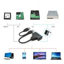 Cable Convertidor Sata A Doble Usb 3.0 2.0, Adaptador De Alta Velocidad Usb 3.0 Sata 22pin Para Unidad De Disco Duro Externa Sata De 2,5 Pulgadas Ssd - Negro - Ver 2
