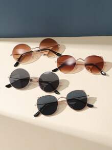 4 副女士复古圆形金属眼镜套装，经典设计，适合户外旅行、海滩、休闲装 - 彩色 - 查看 2