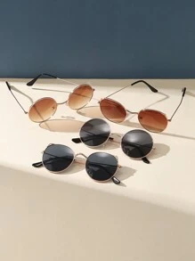 4 副女士复古圆形金属眼镜套装，经典设计，适合户外旅行、海滩、休闲装 - 彩色 - 查看 3