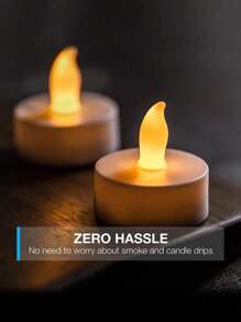 6/12/24pcs LED Christmas Decorative Tea Light Candles, Smokeless Electronic Wax Candles With Built-In Battery - White - View 4