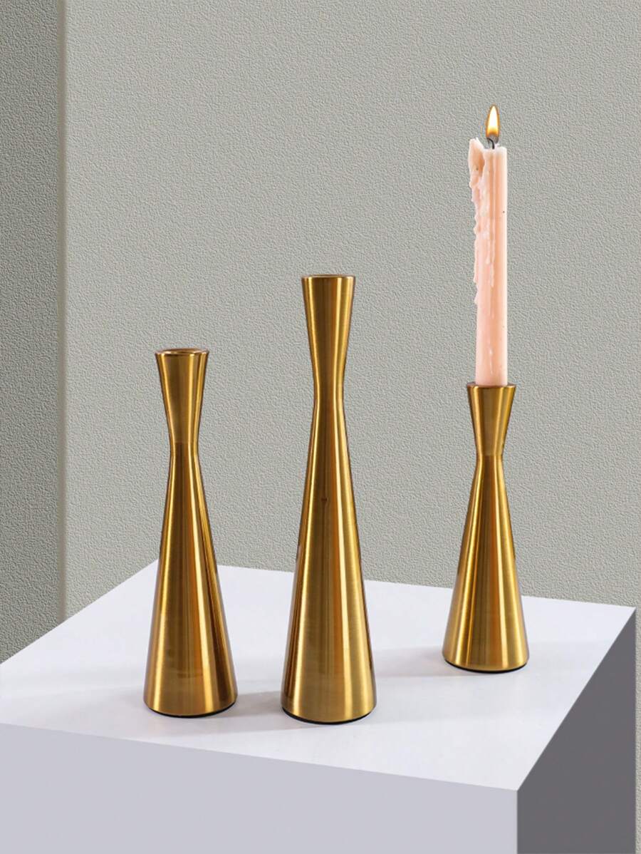 1 Bộ Của 3 Màu đồng Sang trọng Giá Đỡ Nến Lãng mạn Nhà  Trang trí , Thích hợp Đối với Bữa tối Những cái bàn Và Giáng sinh Trưng bày - Đồng - Xem 1