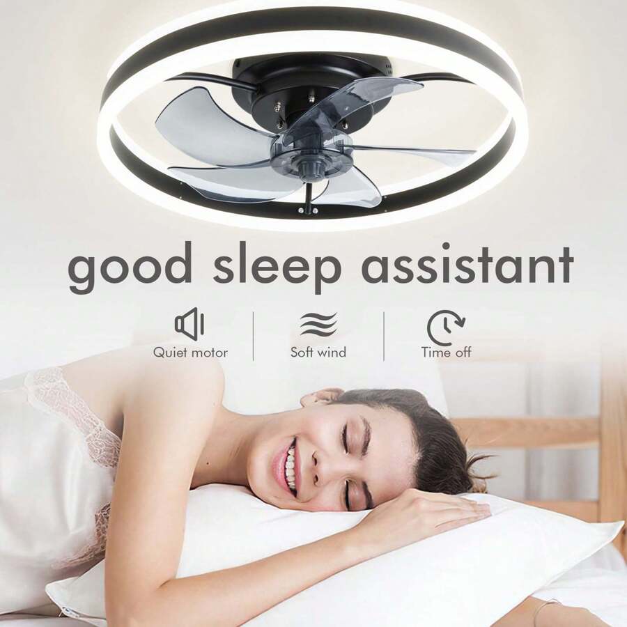 Flush Mount Ceiling Fan with Lights Remote Control, Low Profile Ceiling