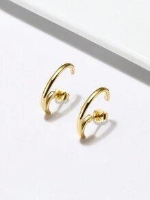 1對掛墜式耳環純銀護耳式耳釘女士耳環簡約時尚銀飾最佳生日派對禮物