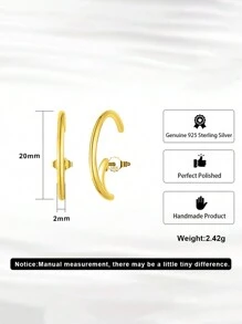 1對掛墜式耳環純銀護耳式耳釘女士耳環簡約時尚銀飾最佳生日派對禮物