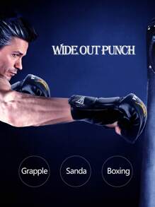 A Pair Of 2.5LB Weighted Boxing And Sanda Fight Gloves - Black - View 2