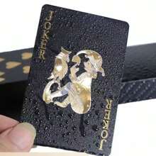 1入組黑金花紙牌pp材料黑色玫瑰圖案防水防汙休閒娛樂撲克,54張/盒 - 黑色 - 查看 2