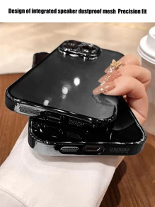 Ultra Thin & Minimalist Electroplating Black Phone Case Compatible With Iphone - Black - View 4