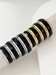 Bague À Facettes Simple En Blocs De Couleurs