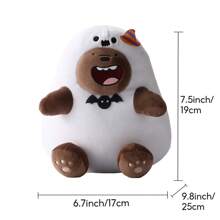 Miniso Bare Bears 系列 8 英寸趣味熊猫毛绒玩具，优质毛绒拥抱舒适睡眠玩具，沙发和床斋月装饰的完美可爱万圣节礼物 - 白色 - 查看 6