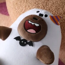 Miniso Bare Bears 系列 8 英寸趣味熊猫毛绒玩具，优质毛绒拥抱舒适睡眠玩具，沙发和床斋月装饰的完美可爱万圣节礼物 - 白色 - 查看 4