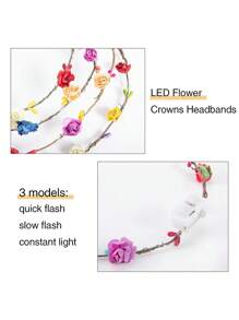 1pc - Băng đô hoa LED đường kính 8,7 inch, Vòng hoa đội đầu phát sáng cho phụ nữ, trang trí tiệc cưới, ngày lễ, Giáng sinh, năm mới - Nhiều màu - Xem 4