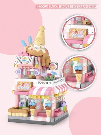 LOZ Rompecabezas de bloques de construcción con modelo de tienda de helados de vista de calle para niñas, apropiado como regalo de cumpleaños para decoración de habitación de niñas o regalo de Navidad