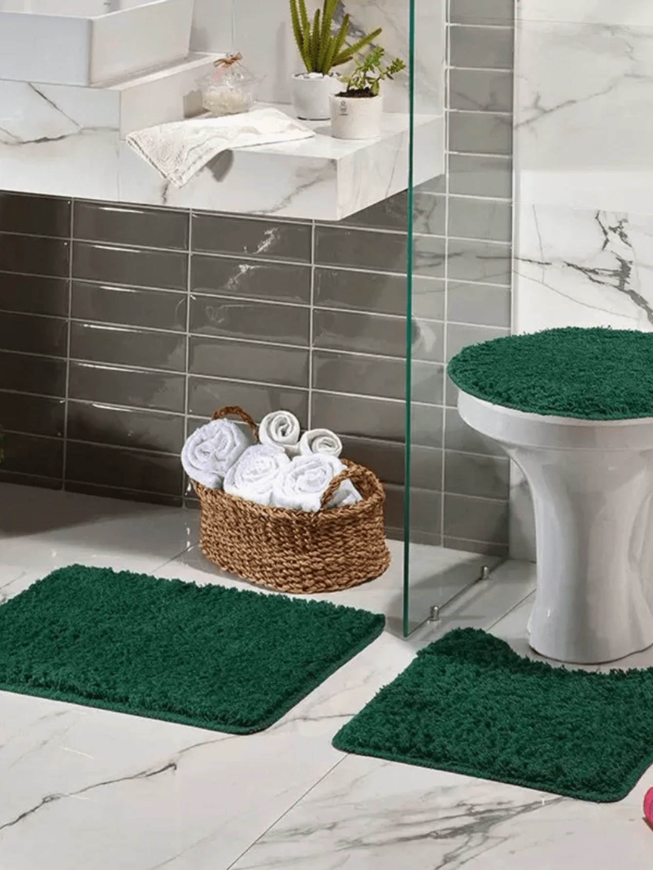 Kit Jogo de Tapete de Banheiro Algodão 3 Peças Pelo Baixo Várias Cores