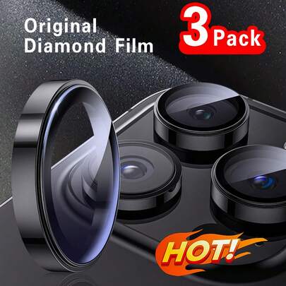 3pcs Camera Lens Protector Film Compatible With IPhone 17, 16e, 16 Pro Max/16 Pro/16/16 Plus/15 Pro Max/15 Pro/15/15 Plus/14 Pro Max/14/14 Pro/14 Plus/13 Pro Max/13/12/11