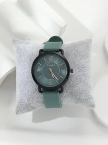 CARTISI simple estilo de negocios mate negro Funda con rosa dorado mano con cuarzo Reloj de pulsera con silicio con tira , adecuado para decoración diaria - Verde - Ver 1