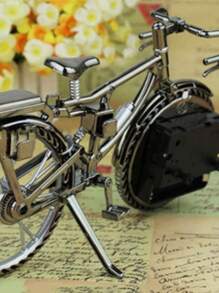 Relógio Decorativo Bicicleta Bike Vintage Metal Analógico Mesa Despertador 22x13cm AA - Cinza Claro - Visão 7