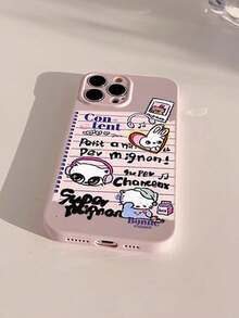 1 Pieza Funda Protectora Para Teléfono Móvil Con Diseño Original De Notas Y Gato Compatible Con Apple Iphone, Color Morado Viña - Multicolor - Ver 4