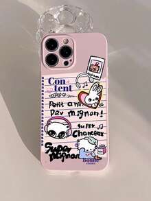 1 Pieza Funda Protectora Para Teléfono Móvil Con Diseño Original De Notas Y Gato Compatible Con Apple Iphone, Color Morado Viña - Multicolor - Ver 3