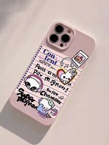 1 Pieza Funda Protectora Para Teléfono Móvil Con Diseño Original De Notas Y Gato Compatible Con Apple Iphone, Color Morado Viña - Multicolor - Ver 1