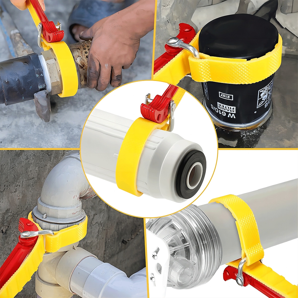 Belt Strap Wrench 12 Inches, Steel Handle Adjustable Strap Wrench for Replacing Water Filter