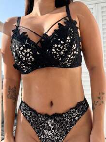 Women Bra & Panty Sets - 黑與白 - 查看 1