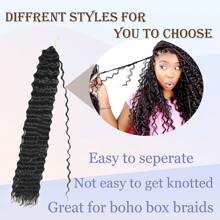 BELLQUEEN Deep Wave Crochet Hair for Women 24 Inch 1Pack Curly Braiding Hair Ocean Wave Crochet Hair Natural Wavy Braiding Curly Crochet Hair(24inch,1pack,1B)