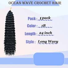 BELLQUEEN Deep Wave Crochet Hair for Women 24 Inch 1Pack Curly Braiding Hair Ocean Wave Crochet Hair Natural Wavy Braiding Curly Crochet Hair(24inch,1pack,1B)