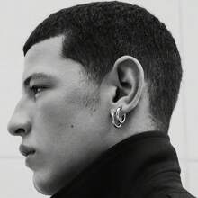 16 models Men's silver Cross Dangle Earrings Stainless Steel Long Chain Piercing Hoop Earrings Set For Men And Women