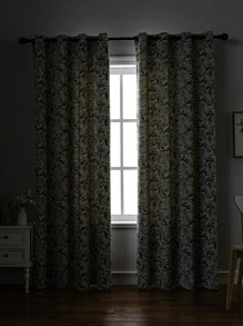 1 Miếng Số In Độ Nét Cao Nhiệt đới Thực vật Trang trí Cửa sổ Rèm , Chống bụi Retro Hoa Chặn ánh sáng Thiết kế - Màu be - Xem 5