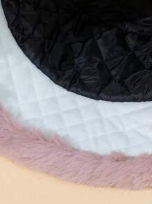 1pc Women's Dual Color Rhinestone Pattern Corduroy Warm Bucket Hat With Padding, Suitable For Outdoor Activities - White - View 4